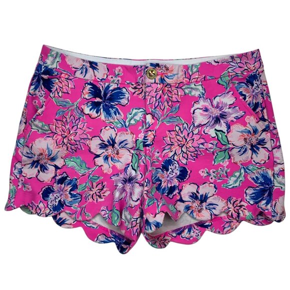Lilly Pulitzer Buttercup Knit Short 8 Pink Isle Last Bud Not Least Scallop - Picture 1 of 12